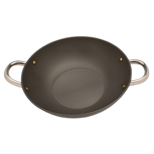 wok induzione due manici ioni argento pentole della salute